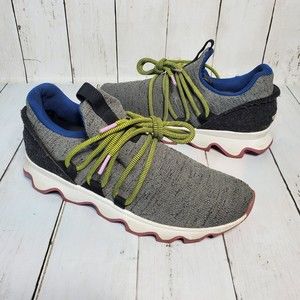 Sorel Kinetic Lace Up Trainers Sneakers Women's 8.5 Gray/Blue Black NL3227-052